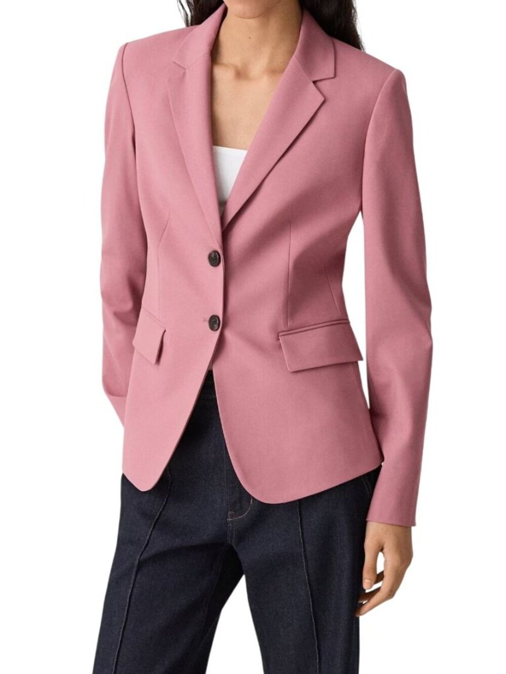 Theory Carissa Dusty Rose Stretch Wool Fitted Blazer Size 12 MSRP $455